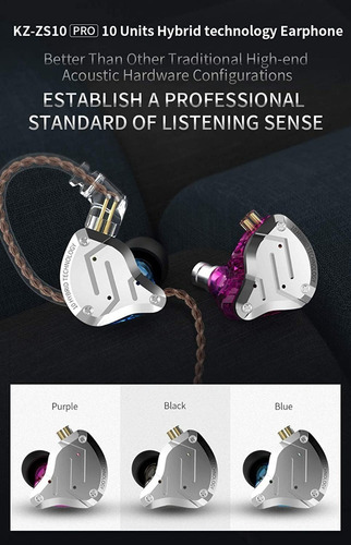 Imagen 4 de 6 de Auriculares In Ear Kz Zs10 Pro Monitoreo 5 Vias + Cuotas Representante Oficial Kz