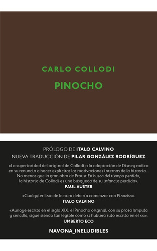 Pinocho, De Carlo Collodi. Editorial Navona, Tapa Dura En Español, 2020