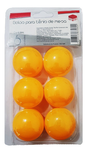 Bolinha De Ping Pong Com 6 Unidades Na Cartela