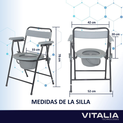Silla De Baño Ducha Adulto Mayor Vitalia Plegable Portatil Gris Claro