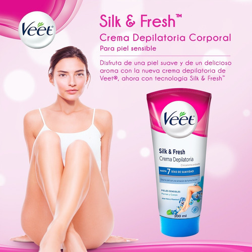 Crema Depiladora Veet Silk & Fresh Piel Sensible 200 Ml
