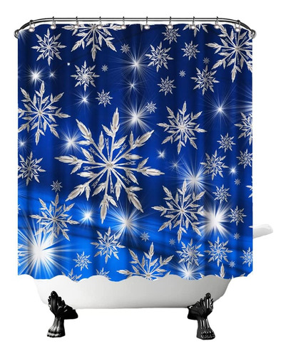 Copos De Nieve Cortina De Ducha Azul Oscuro De Navidad ...