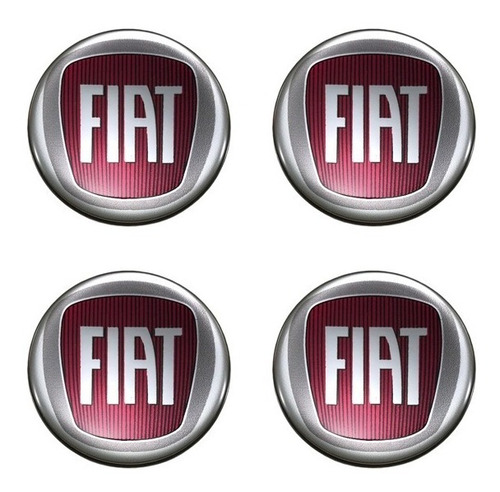 Jogo De Emblemas Para Calota Resinado Vermelho Fiat 48mm