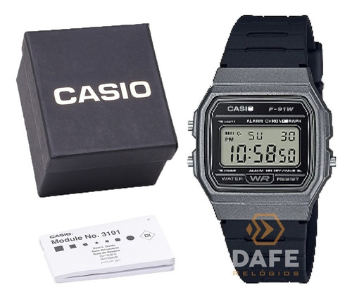 Relógio Casio F-91w Cinza Unissex Original C/caixa E Nf