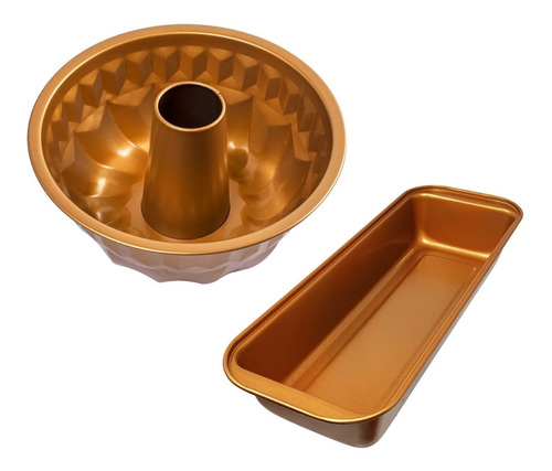 Moldes Budinera Flanera Bronce Antiadherente Cocina Set X2