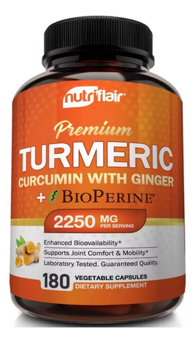 Turmeric Curcuma + Jengibre & Pimienta Negra 2250mg Artritis