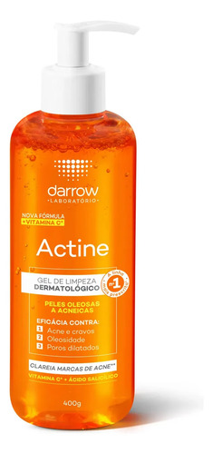 Gel de Limpeza Facial Darrow Actine Pele Oleosa e Acneica 400g