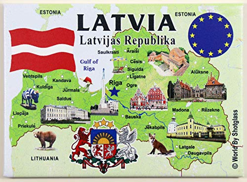 Imán De Recuerdo Para Nevera De La Serie Ue De Letonia, 2,5