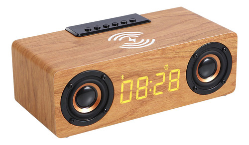 Altavoces Bluetooth De Carga Inalámbrica De Madera Multifunc