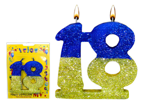 Vela Aniversario Grande Con Brillo Bostero Nº18