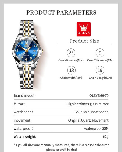 Olevs Relojes Para Mujer Vestido De Lujo Esfera Pequeña Con