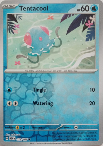 Pokémon Tcg Tentacool 072/165 Reverse