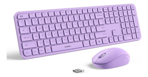 Combo De Teclado Y Mouse Púrpura Wireless- De Tamaño Complet