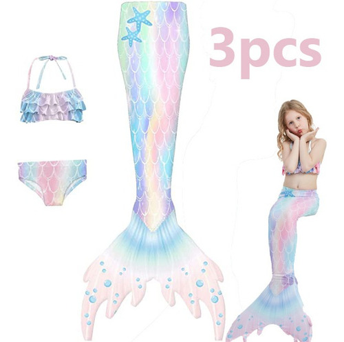 Imagen 1 de 8 de Colas De Traje De Baño De Sirena De 3 Piezas Para Nadar Para