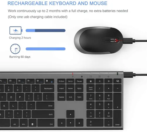 Vssoplor Gris Combo Teclado + Mouse Inalambrico