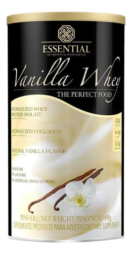 Suplemento em pó Essential Nutrition  Vanilla Whey proteína Vanilla Whey sabor  baunilha em lata de 450g