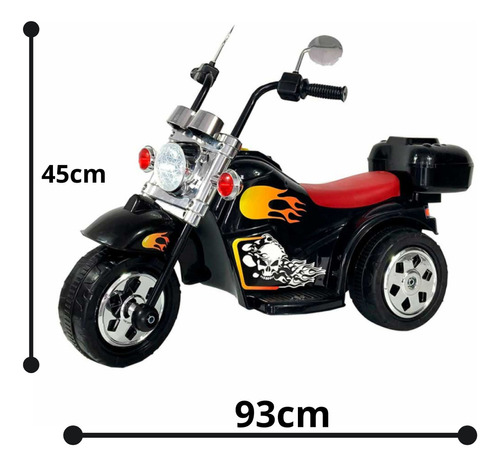 Moto Motinho Elétrica Infantil Tipo Harley Bateria 6 V Preta Cor Preto