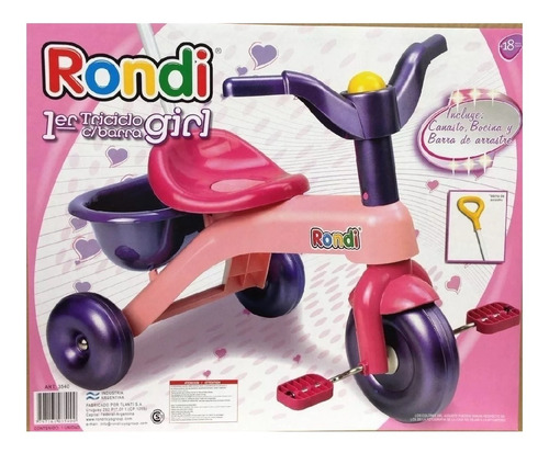 Imagen 2 de 5 de Triciclo Con Barral De Paseo Infantil Rondi
