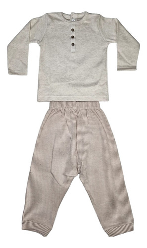 Conjunto Pantalon Bebe Niño Color Avellana