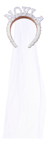 Vincha Con Velo Para Novia Ideal Despedida Soltera Cotillon Color Blanco