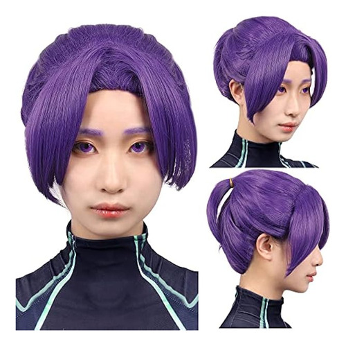 C Zofek Blue Lock Mikage Reo Peluca Cosplay Purpura Con Cola