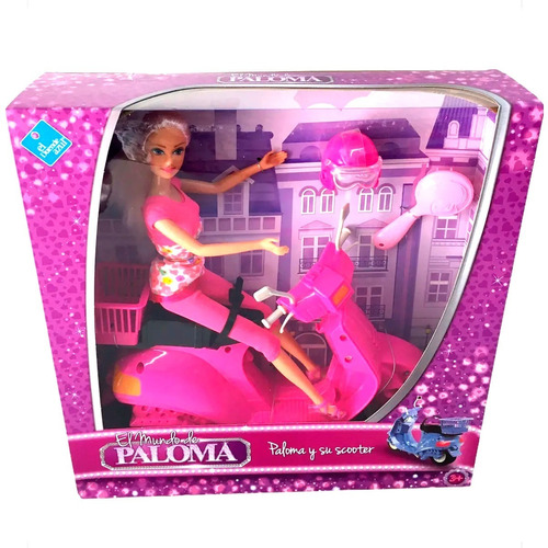 Muñeca Paloma Y Su Scooter Rosa C/acces. El Duende Azul 8206