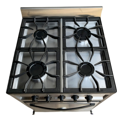 Cocina Gastrostore Industrial 4H (LE) multigas 4 hornallas plateada puerta ciega