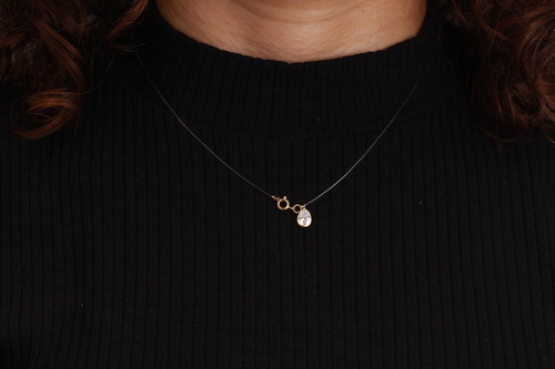 Imagem 4 de 7 de Gargantilha Fio Solitario Zirconia Gota Em Ouro 18k/750