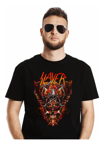 Polera Slayer Fanart Aguila Colores Metal Impresión Directa