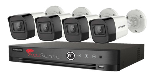 Dvr Hikvision Acusense 4ch + 4 Camaras 2mp Metal Exterior