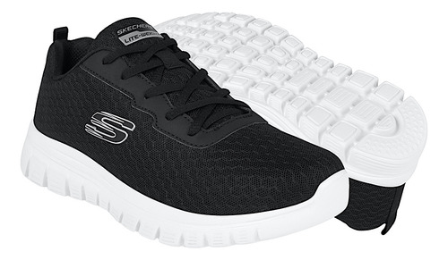 Tenis Dama Sckechers 896028bkw Textil Negro
