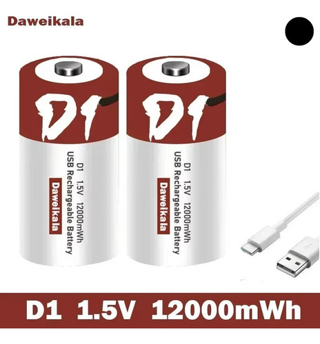 Pack 2 Pilas Tipo D Recargable Usb Para Boiler De Paso No Aplica