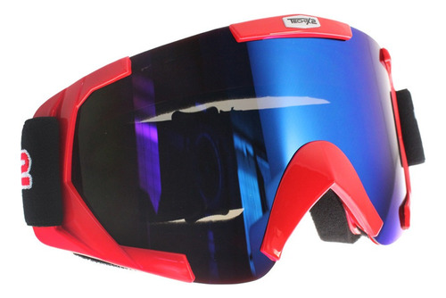 Goggle Techx2 Motociclista Rojo Mica Tornasol Ventilado Cros Talla Unitalla