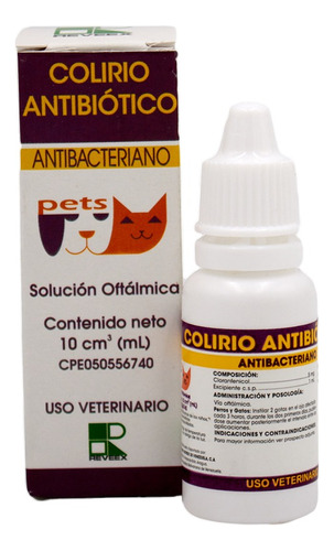 Reveex Colirio Antibiótico 10ml Para Perros Y Gatos
