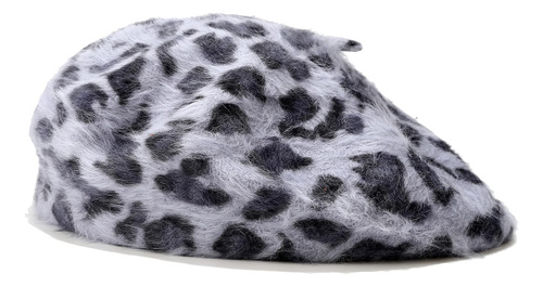 Sombrero Boina Con Estampado Leopardo Esponjoso Patrón Moda