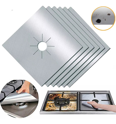 6 Protector De Estufa Quemador Lavables Teflon Reutilizable