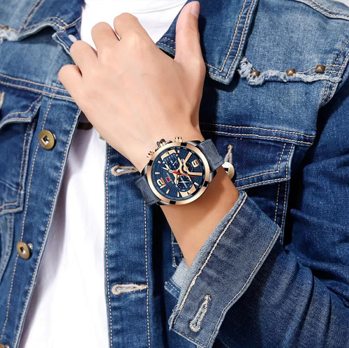 Reloj Hombre Caballero Casual Cuarzo Cuero A Inoxidable