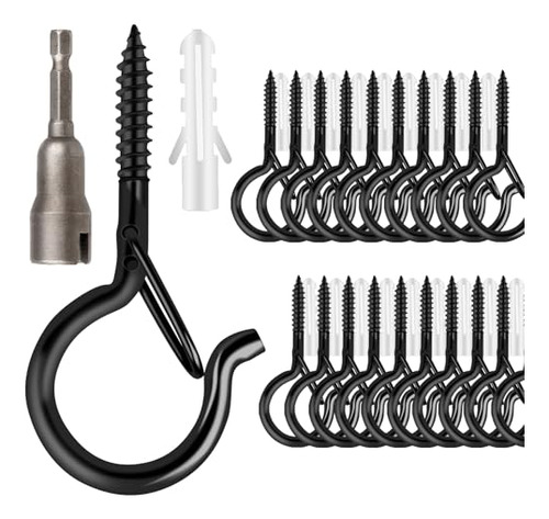 24 Pcs Q-hanger Hooks, Screw Hooks For Outdoor String L...