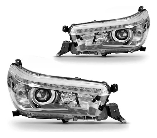 Par Farol Toyota Hilux Pick-up 16 17 18 19 2020 Com Led Depo