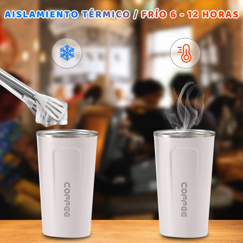 Taza Termo De Café 510 Ml Acero Inoxidable 304 Con Tapa