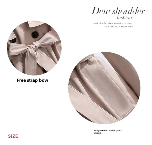 Gabardina Con Cinturón Y Doble Botonadura Y Solapa Para Muje