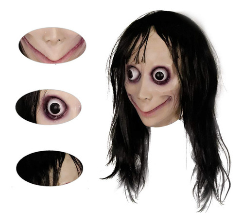 Horror Demon Mask Halloween Cosplay Mujer Fantasma Peluca