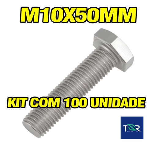 Parafuso M10x50mm Zincado Rosca Grossa C/100 Un