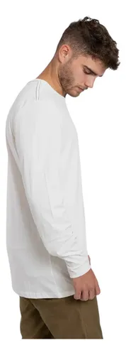 Polera Manga Larga Con Bolsillo Blanca Hombre Falcone