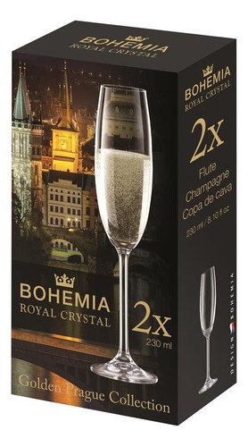 Copa Flauta Champagne Set X 2 230ml Cristal Bohemia Crystal 