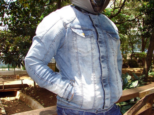 jaqueta jeans com proteção para motociclista