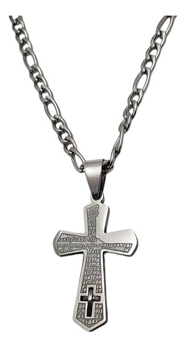 Corrente Masculina Crucifixo Inox 70cm Cp1109 Cordão Colar