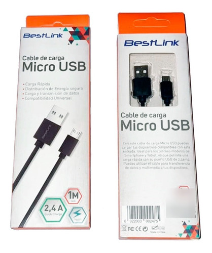 Cable Usb A Micro Usb  Modelo Bl-ch0400 Marca Bestlink Negro