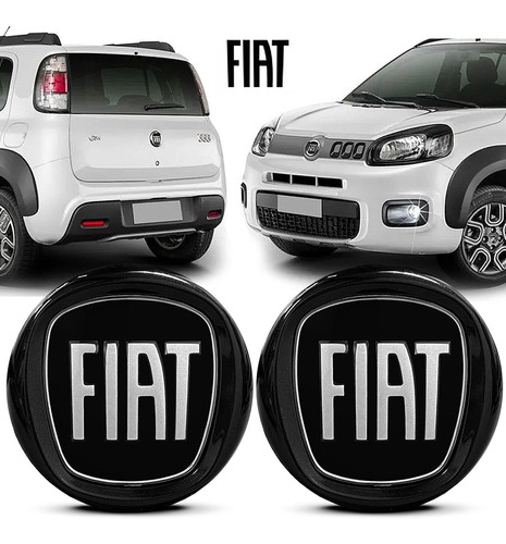 Kit Emblema Grade E Porta Malas Preto Fiat Novo Uno Vivace