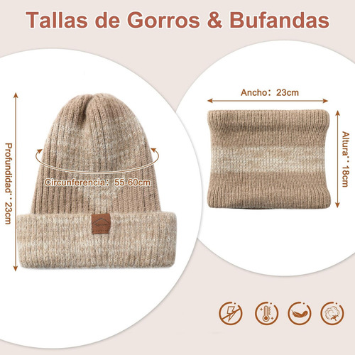 * Gorro De Punto D Invierno Cálido Conjunto De Gorro Y